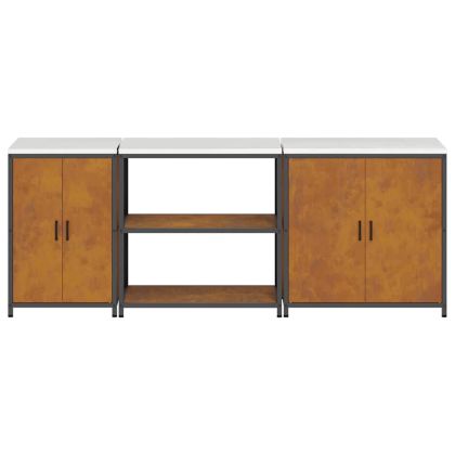 Комплект за кухненско съхранение с рафт 3 pcs Ръждясало Стомана