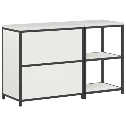 Комплект за кухненско съхранение с рафт 2 pcs Бяло Стомана