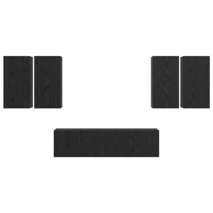 Комплект ТВ шкаф Монтиране на стена Черния дъб Инженерно дърво