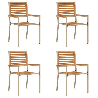 Струпваеми градински столове 4 pcs Кафяв и бежов