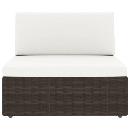 Градински комплект с възглавници, 7 части, кафяв полиратан