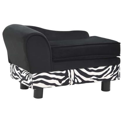 Кучешки диван, черен, 57x34x36 см, плюш