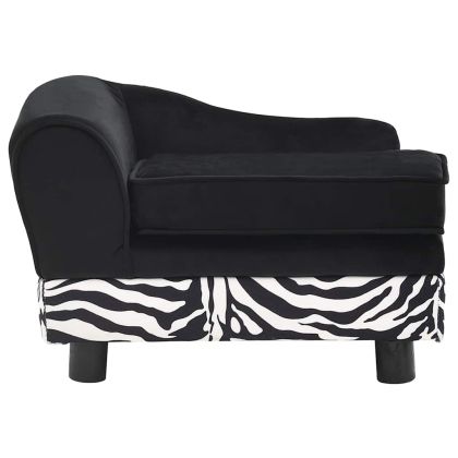 Кучешки диван, черен, 57x34x36 см, плюш