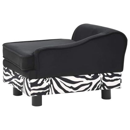 Кучешки диван, черен, 57x34x36 см, плюш