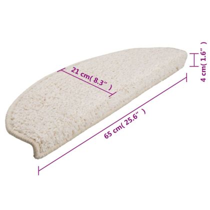 Изтривалки за стълби, 15 бр., 65x21x4 см, бели, полукръгли, големи