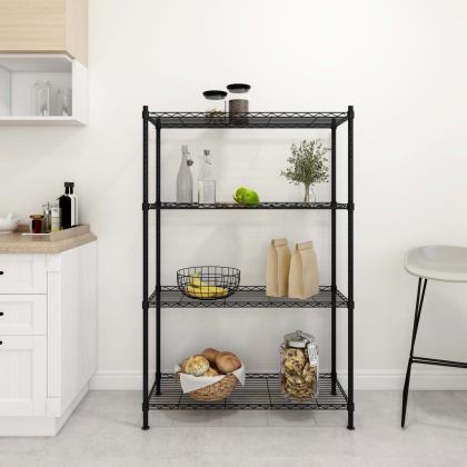 324622 4-Tier Storage Shelf 90x35x137 cm Black 200 kg