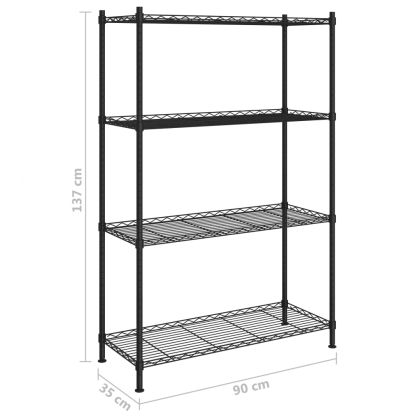 324622 4-Tier Storage Shelf 90x35x137 cm Black 200 kg