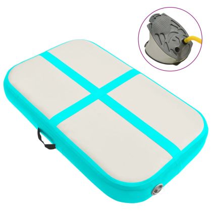 Надуваем дюшек за гимнастика с помпа, 60x100x20 см, PVC, зелен