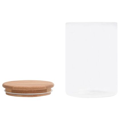 Стъклени буркани за съхранение с бамбукови капаци 4 бр 800 мл