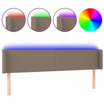 LED горна табла за легло, таупе, 183x16x78/88 см, плат