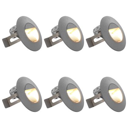 Фасадни LED аплици, 6 бр, 2 W, сребристи, кръгли