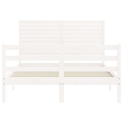 Рамка за легло с табла, бяла, 140х200 см, масивно дърво