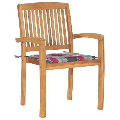 Стифиращи градински столове с възглавници 8 бр тик масив