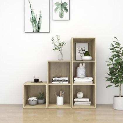 Комплект ТВ шкафове от 3 части, дъб сонома, инженерно дърво