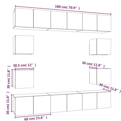 Комплект ТВ шкафове от 10 части, сив сонома, инженерно дърво