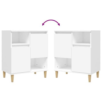 Сайдборд, 3бр, бяло, 60x35x70 см, инженерно дърво