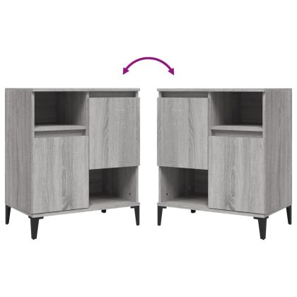 Сайдборд, 3 бр, сив сонома, 60x35x70 см, инженерно дърво