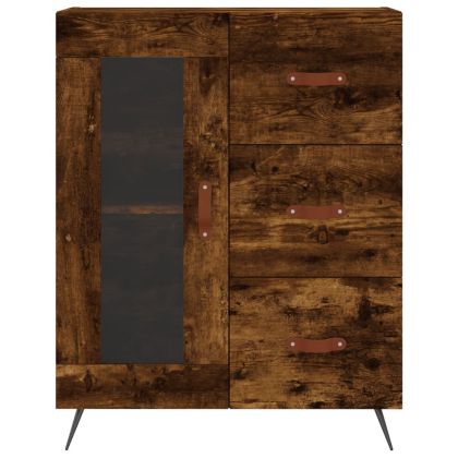 Висок шкаф, опушен дъб, 69,5x34x180 см, инженерно дърво