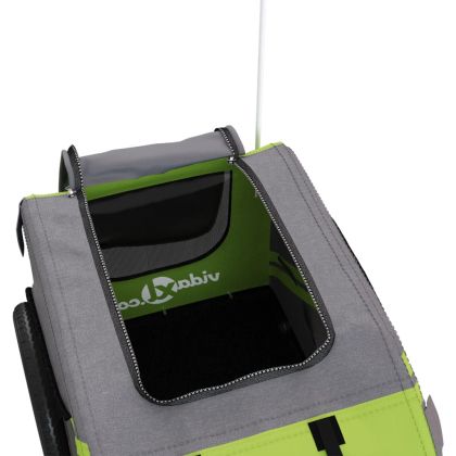 Ремарке за колело за любимци зелен и сив Оксфорд плат и желязо