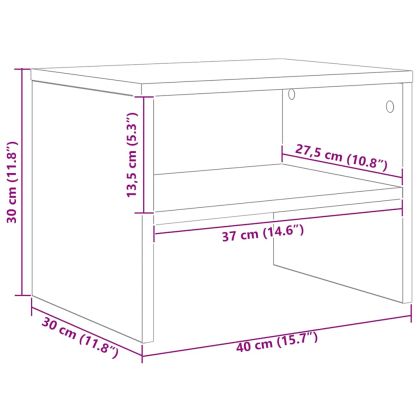 Нощно шкафче, опушен дъб, 40x30x30 см, инженерно дърво
