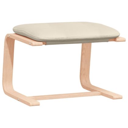 Релаксиращ стол с табуретка, кремав, текстил