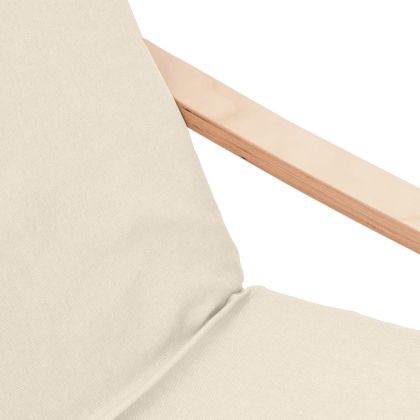 Релаксиращ стол с табуретка, кремав, текстил