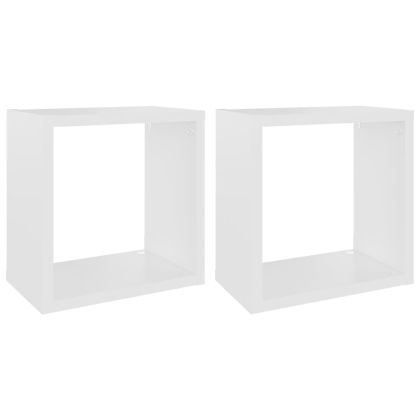 Стенни кубични рафтове, 2 бр, бели, 26x15x26 см