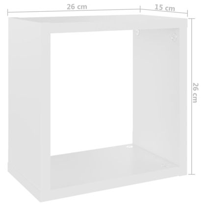 Стенни кубични рафтове, 2 бр, бели, 26x15x26 см