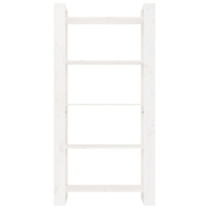 Библиотека/разделител за стая, бяла, 80x35x160 см, бор масив