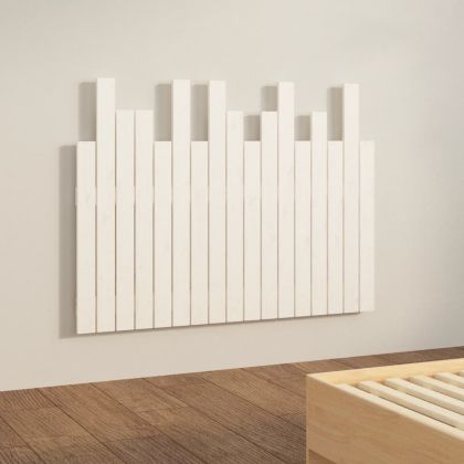 Стенна табла за спалня, бяла, 108x3x80 см, борово дърво масив