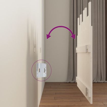 Стенна табла за спалня, бяла, 108x3x80 см, борово дърво масив