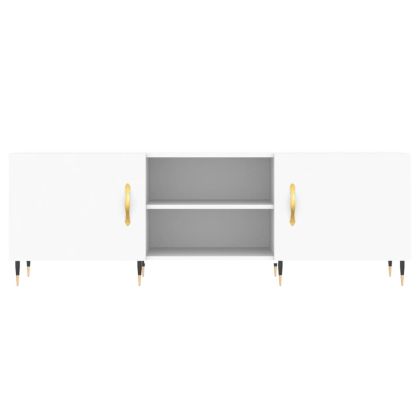 ТВ шкаф, бял, 150x30x50 см, инженерно дърво