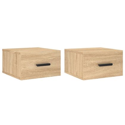 Нощни шкафчета за стенен монтаж, 2 бр, сонома дъб, 35x35x20 см