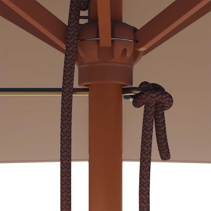 Градински чадър с дървен прът, 150x200 см, таупе