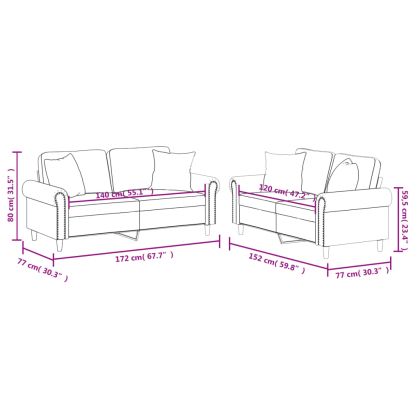 Дивани 2 части с възглавници виненочервено изкуствена кожа