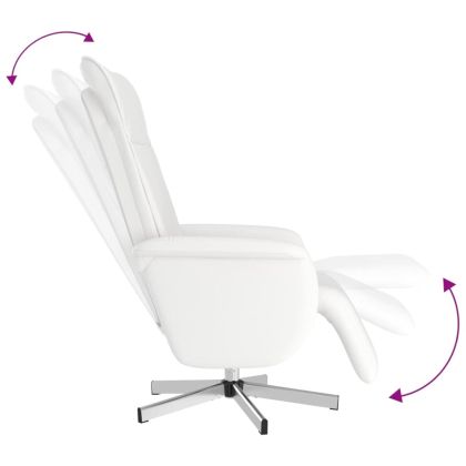Наклоняем стол с поставка за крака, бял, изкуствена кожа