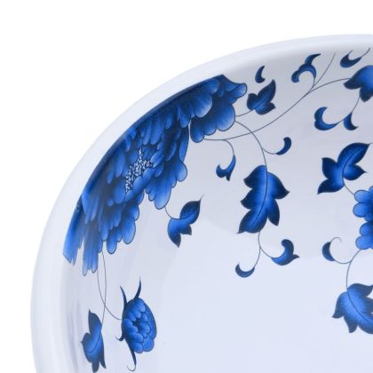 Мивка за плот, бяло и синьо, кръгла, Φ41x14 см, керамика