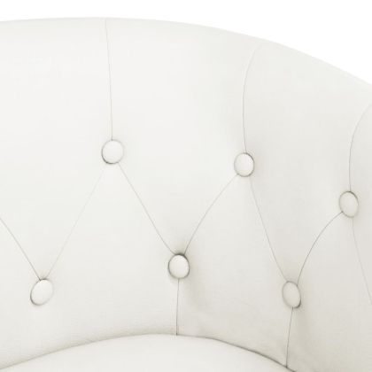 Объл фотьойл с табуретка за крака, бял, изкуствена кожа