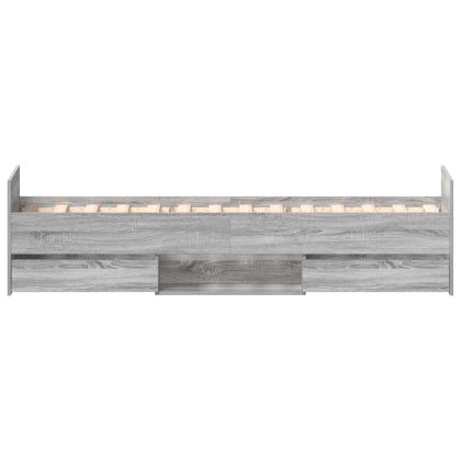 Рамка за легло с горна и долна табла, сив сонома, 90x190 см