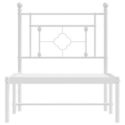 Метална рамка за легло, без матрак, с табла, бяла, 75x190 см