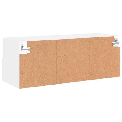 Стенен ТВ шкаф, бял, 80x30x30 см, инженерно дърво