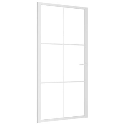 Интериорна врата, 102,5x201,5 см, бяла, ESG стъкло и алуминий
