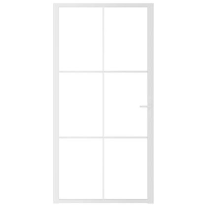 Интериорна врата, 102,5x201,5 см, бяла, ESG стъкло и алуминий