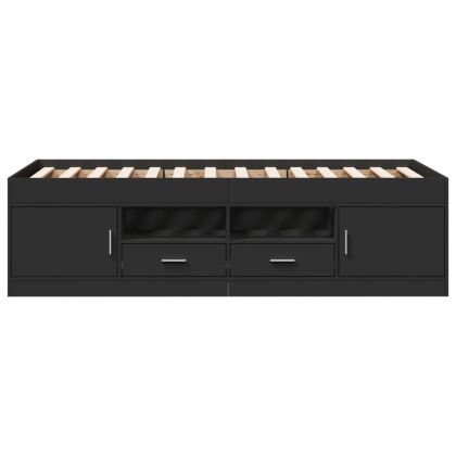 Дневно легло с чекмеджета, без матрак, черно, 90x200 см