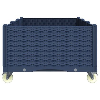 Градинска кашпа с колелца, синьо сив, 150x80x54 см, PP