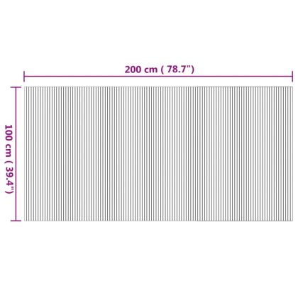 Килим, правоъгълен, натурален, 100x200 см, бамбук