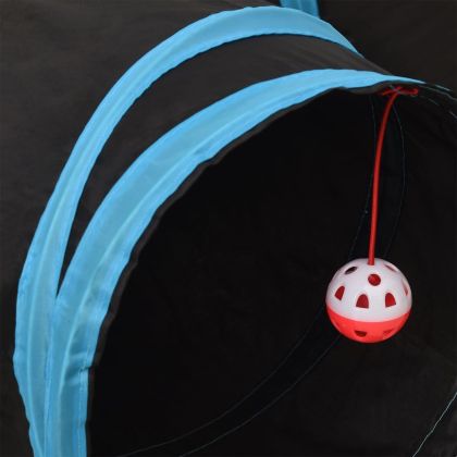 Котешки тунел с 3 посоки черен и син 90 см полиестер