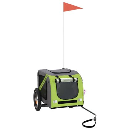 Ремарке за колело за любимци зелен и сив Оксфорд плат и желязо