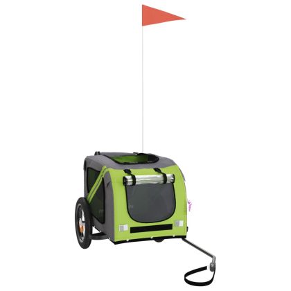 Ремарке за колело за любимци зелен и сив Оксфорд плат и желязо