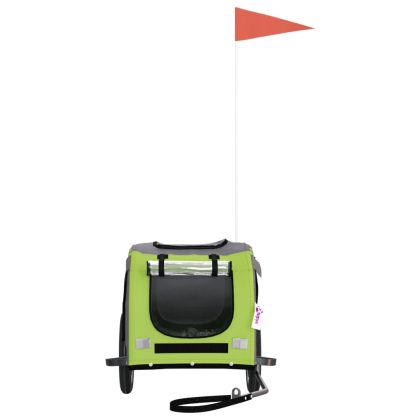 Ремарке за колело за любимци зелен и сив Оксфорд плат и желязо